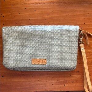 Consuela Silver Woven Wristlet